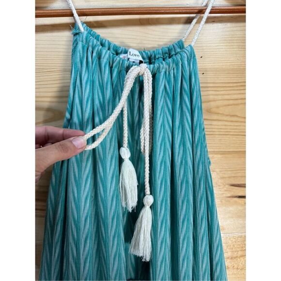 L Love Women's Size Small Chevron Adjustable Strap Neckline Maxi Dress Turquoise - Picture 4 of 16